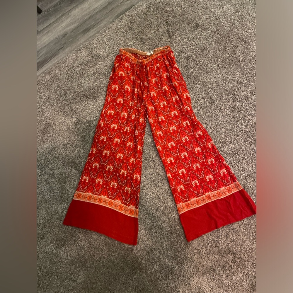 Red flowy pants by Spell